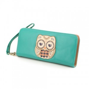 Simple Women's Clutch Wallet With Owl and Zipper Design